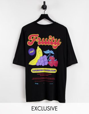 ◇ILLIGO◇ Fruity Vintage Overfit T-Shirt Charcoal Guilty