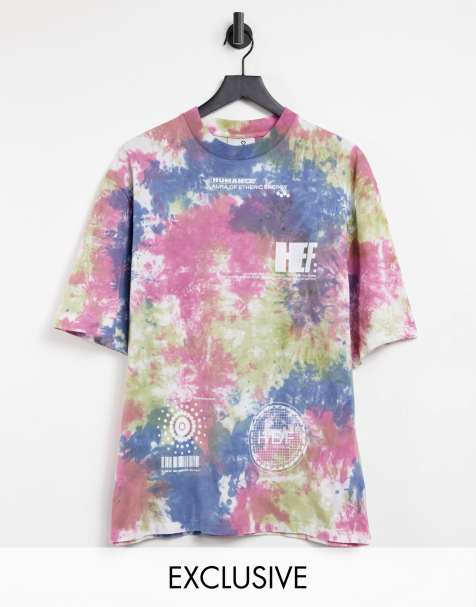 COLLUSION Unisex oversized t-shirt with print in tie dye - view 1