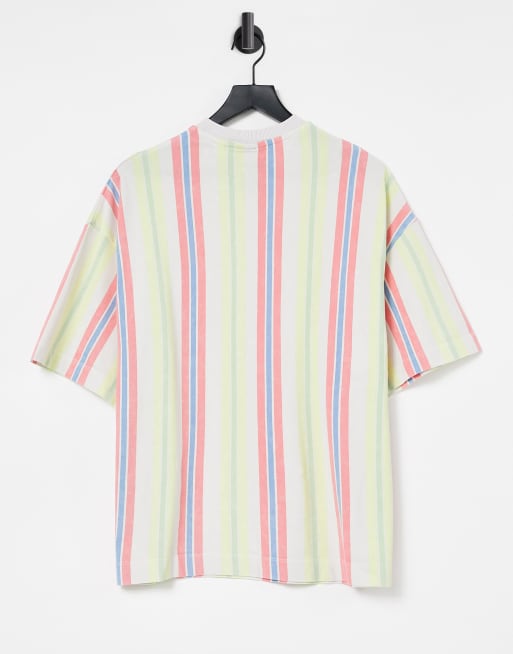 COLLUSION Unisex oversized t shirt with stripe in pique fabric, 2 of 4