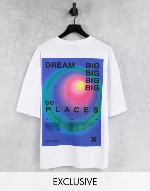 COLLUSION Unisex oversized t-shirt with text print in white