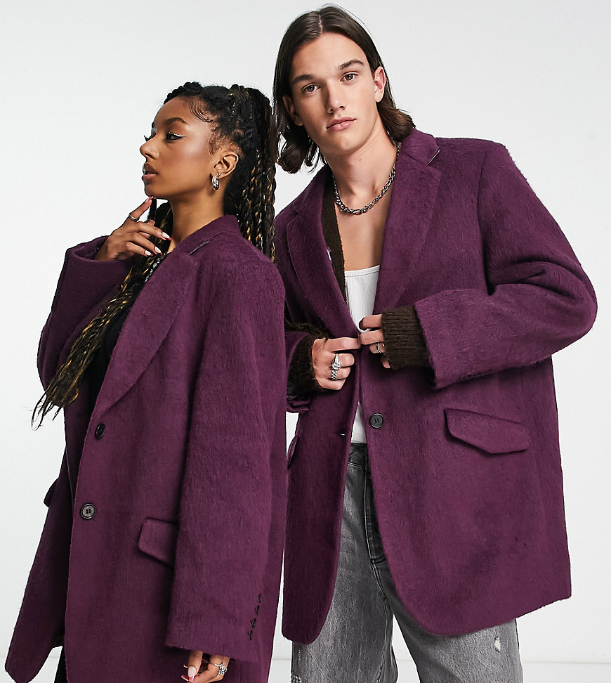 COLLUSION Unisex oversized textured blazer in purple-Multi