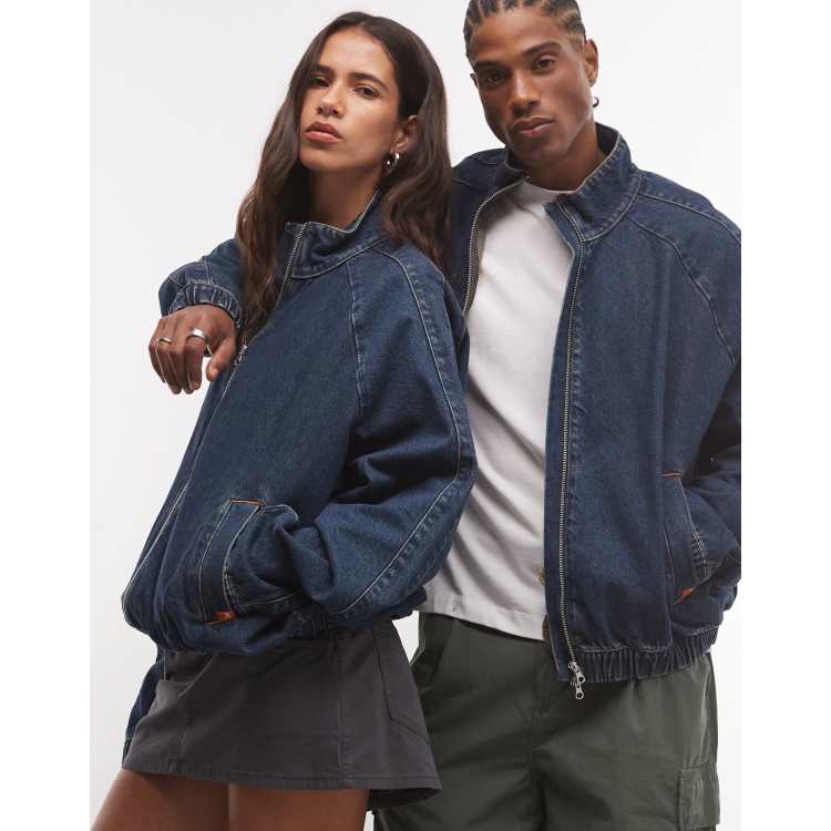 COLLUSION unisex oversized track denim jacket in grunge wash | ASOS