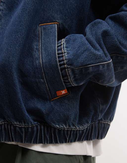 COLLUSION unisex oversized track denim jacket in grunge wash, 3 of 4