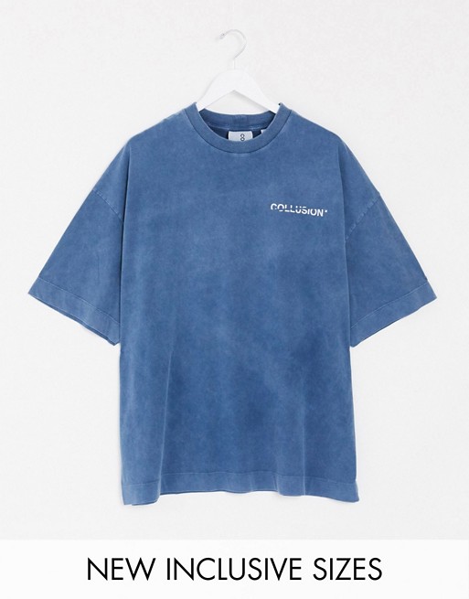 COLLUSION Unisex oversized washed t-shirt in deep blue