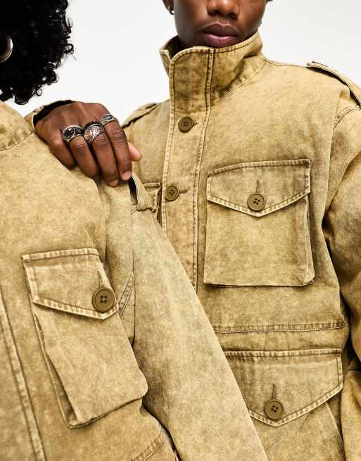 Khaki cargo jacket mens deals