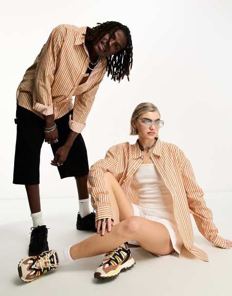 COLLUSION Unisex - Oversized Y2K poplinskjorte med multifarvede striber - view 1