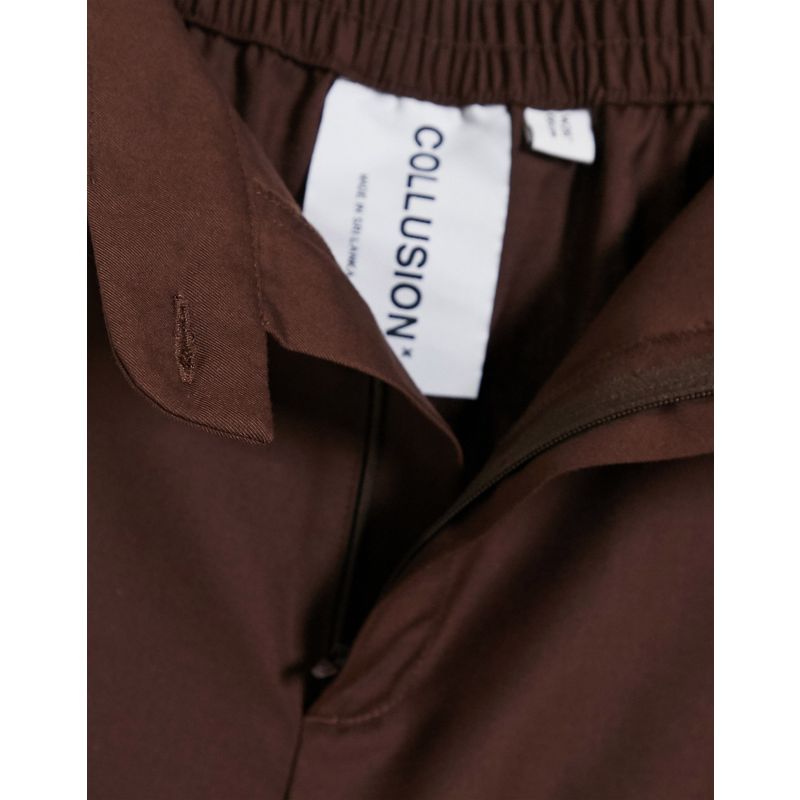 Donna fCZnr COLLUSION Unisex - Pantaloni dritti colore marrone cioccolato