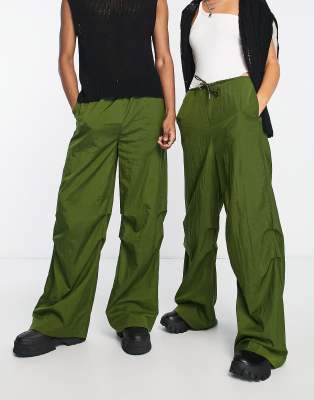 Khaki Parachute Shell Cargos, Pants