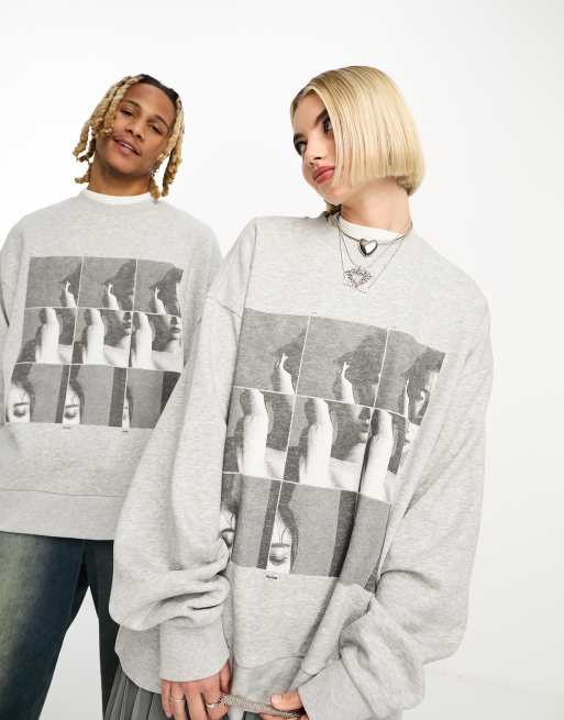 COLLUSION Unisex photo polaroid front print oversized sweatshirt