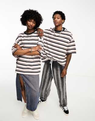 COLLUSION Unisex pique stripe oversized t - Brixton Fender