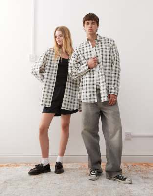 COLLUSION Unisex plaid shirt in black and white - view 1
