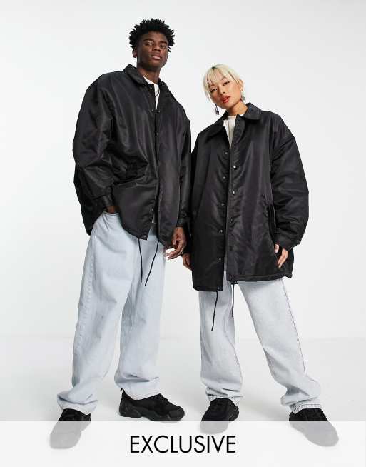 COLLUSION Unisex polyester oversized jacket in black