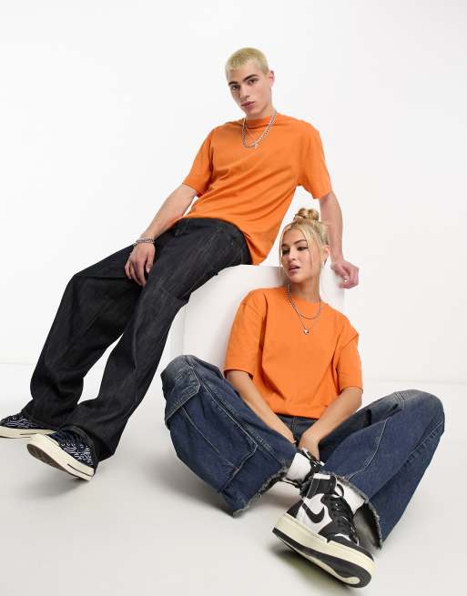COLLUSION Unisex – Pomarańczowy T-shirt