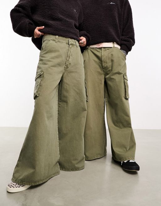 COLLUSION cargo pants in dark green