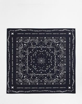 COLLUSION Unisex printed head scarf in black and white