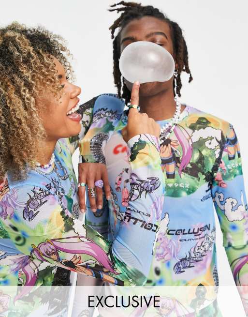 COLLUSION Unisex printed mesh body
