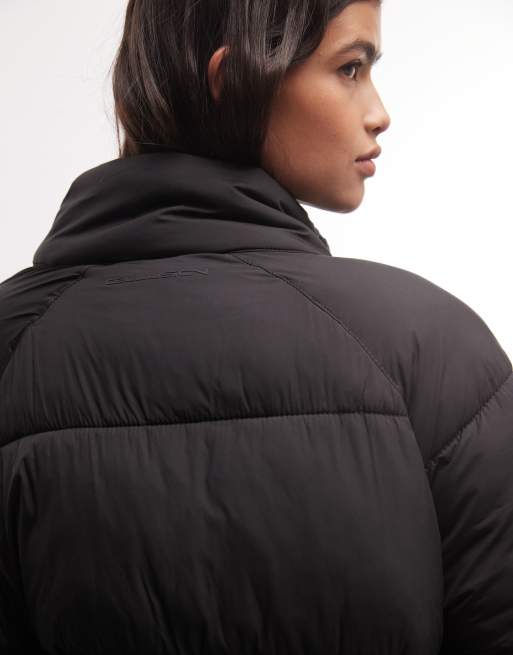 COLLUSION Unisex puffer funnel neck jacket in black, 2 of 4