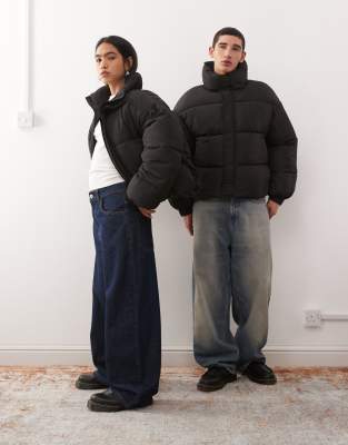 Collusion Unisex Puffer Jacket In Black