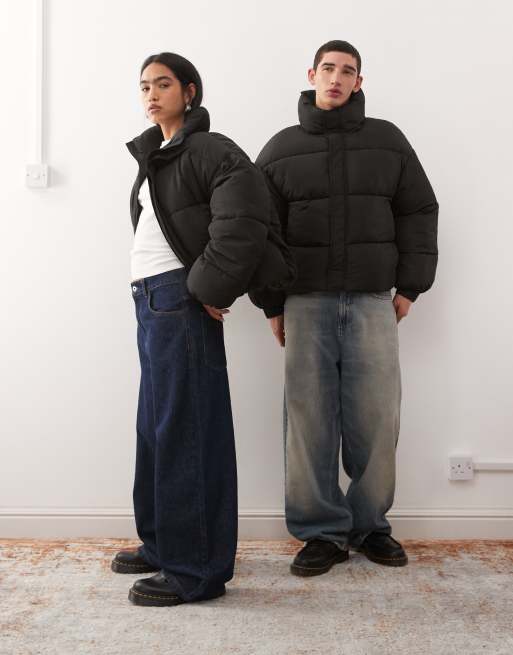 COLLUSION Unisex puffer jacket in black