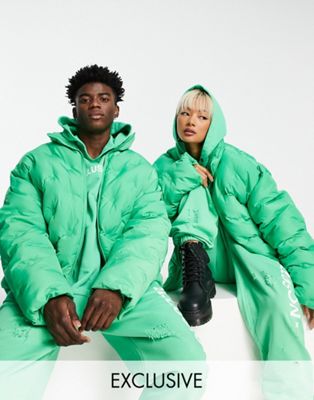 COLLUSION Unisex puffer jacket in bright green