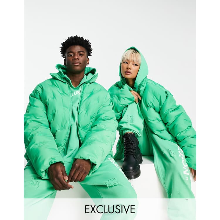 COLLUSION Unisex puffer jacket in bright green