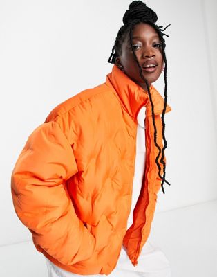 COLLUSION Unisex puffer jacket in orange - ASOS Price Checker