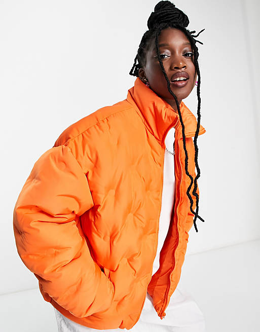 COLLUSION Unisex puffer jacket in orange | ASOS