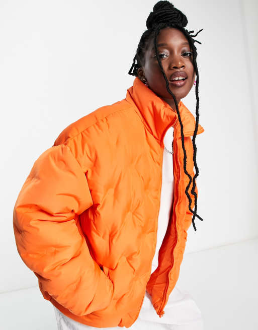 COLLUSION Unisex puffer jacket in orange | ASOS