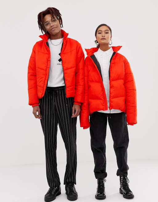 Collusion unisex puffer 2025 jacket in red