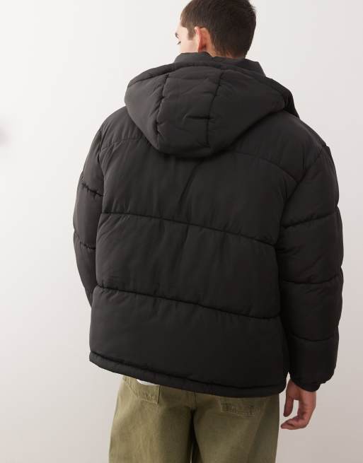 COLLUSION Unisex – Pufferjacke mit Kapuze in Schwarz