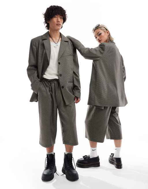 COLLUSION Unisex pull on relaxed suit jogger co-ord in check, 4 of 4