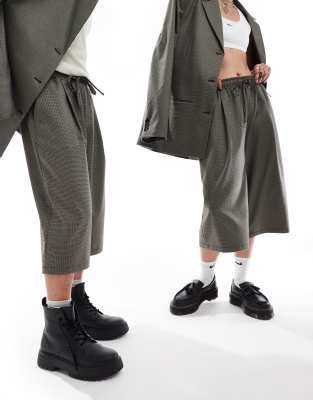 Unisex pull on relaxed suit sweatpants in check - part of a set-Multi