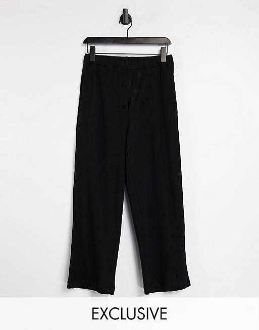 COLLUSION Unisex relaxed joggers in heavy rib in black co-ord