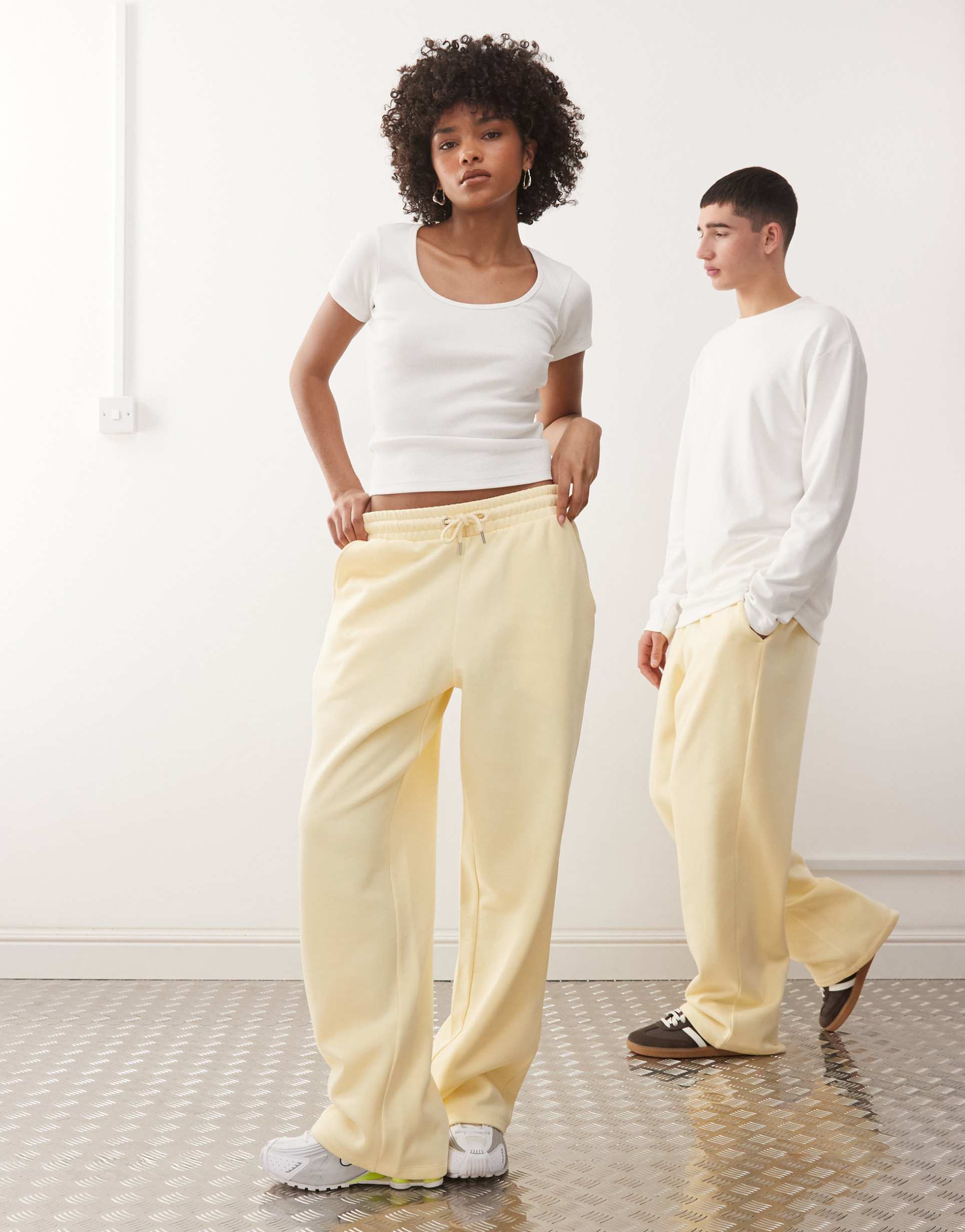 collusion unisex relaxed sweatpants in butter yellow