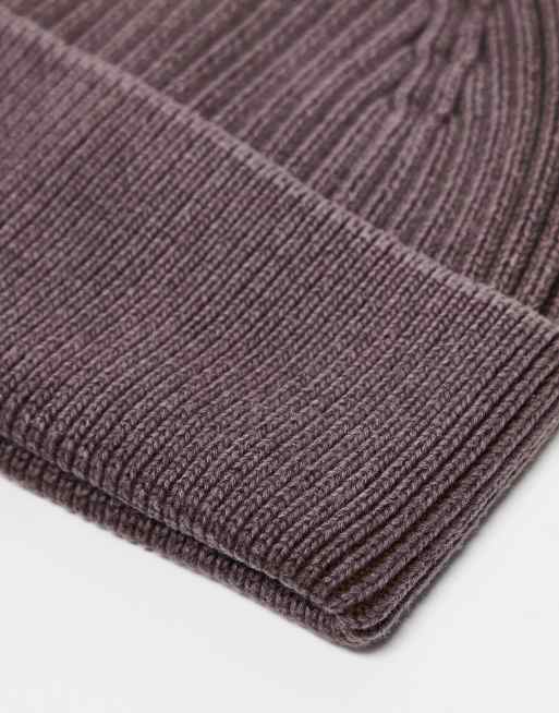 COLLUSION Unisex ribbed washed beanie in brown, 3 of 3