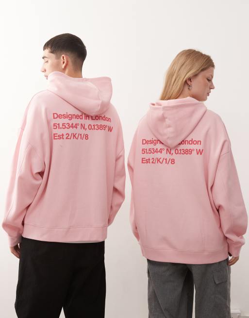 COLLUSION Unisex – Różowa bluza z kapturem z logo, 2 z 4