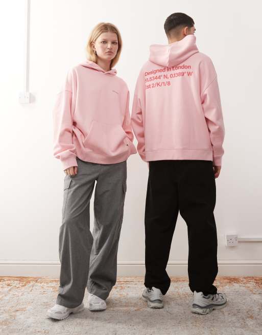 COLLUSION Unisex – Różowa bluza z kapturem z logo, 4 z 4