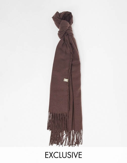 COLLUSION Unisex scarf in dark brown
