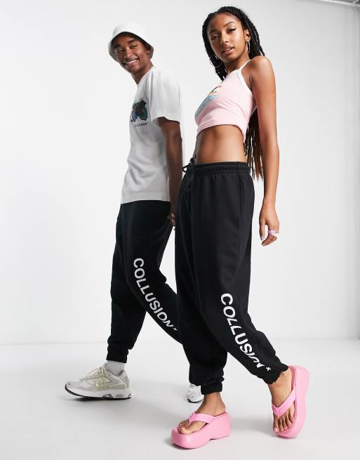 COLLUSION – Unisex – Schwarze Jogginghose mit Logo