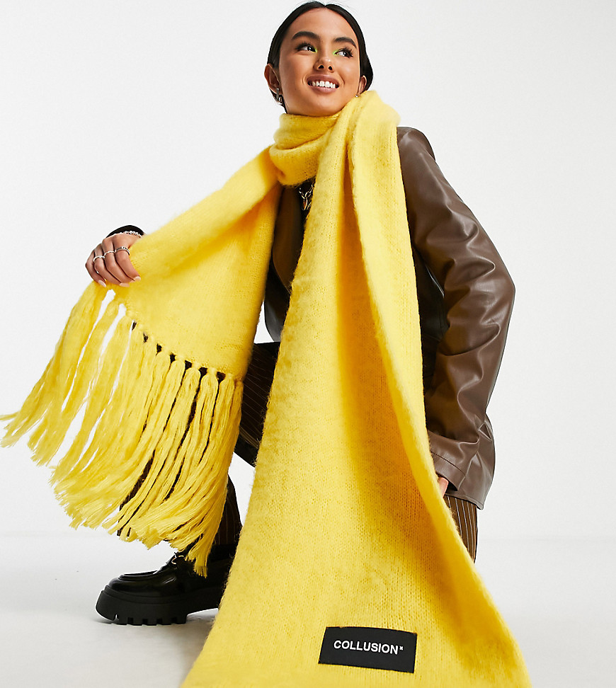 COLLUSION Unisex - Sciarpa in maglia soffice gialla-Giallo  donna Giallo