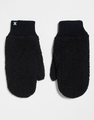 Unisex shearling mitten in black