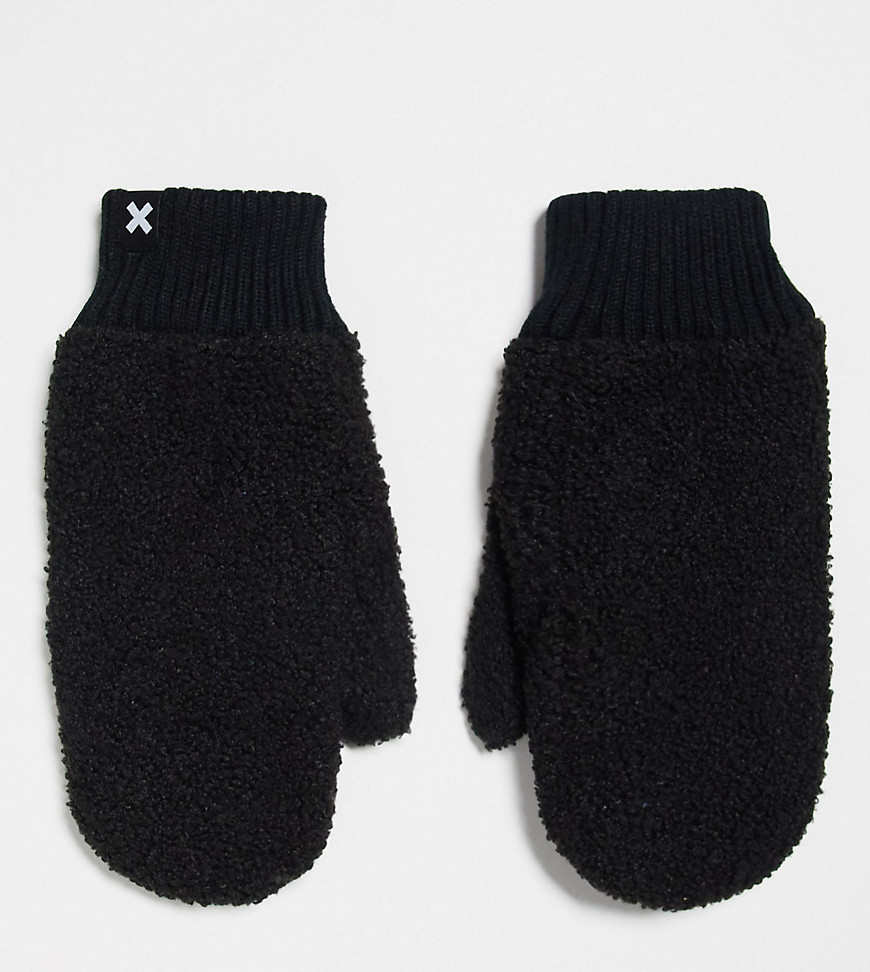 Unisex shearling mitten in black