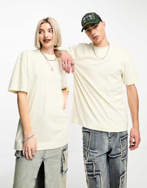 COLLUSION Unisex short sleeve t-shirt in buttermilk