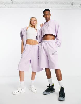 COLLUSION Unisex shorts with print in purple acid wash co-ord - ASOS Price Checker
