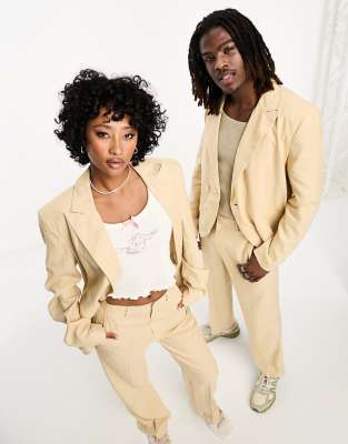 COLLUSION Unisex single wrap linen blazer in neutral co-ord - ASOS Price Checker
