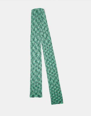 Unisex skinny scarf in green tie dye