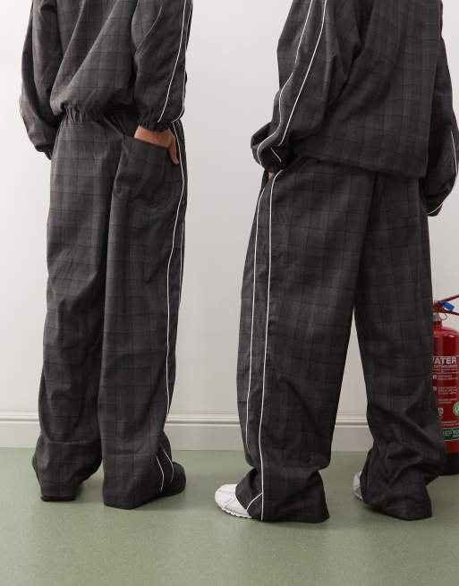 COLLUSION Unisex tailored sweatpants in sporty plaid - part of a set