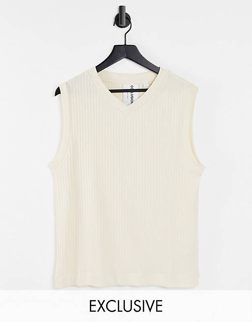 COLLUSION Unisex sleeveless ribbed vest co-ord