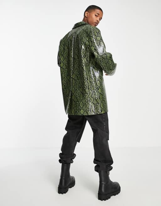 COLLUSION Unisex snake print blazer in green | ASOS