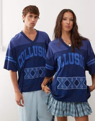Collusion Unisex Soccer Jersey In Blue